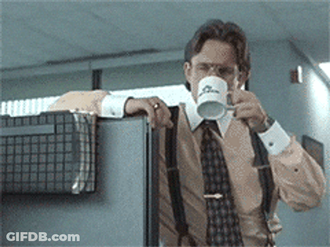 Drinking Coffee While I Work With Retards GIF