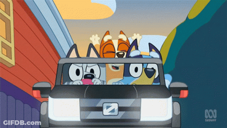 Drive Fast Bluey Bandit Aunt Trixie Heeler GIF