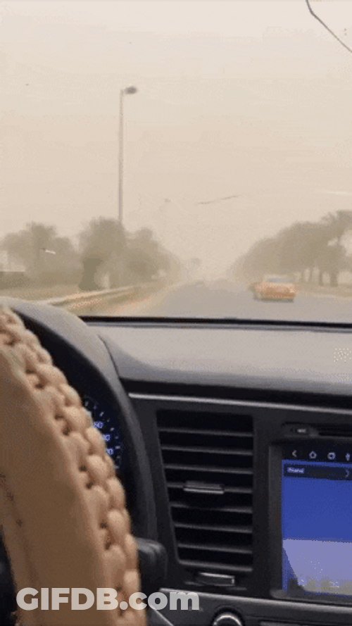 Driving Inside Dust Storm Highway GIF