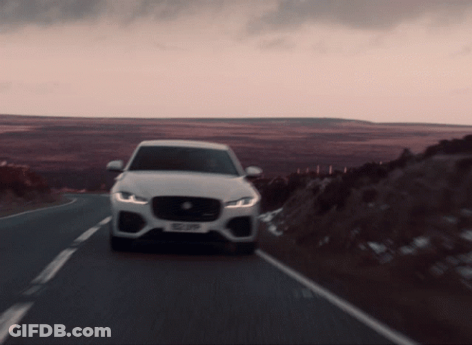 Driving White Jaguar Car GIF