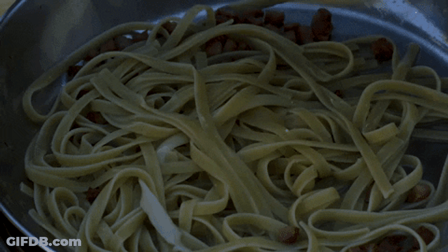 Drizzling Yellow Sauce On Noodles GIF