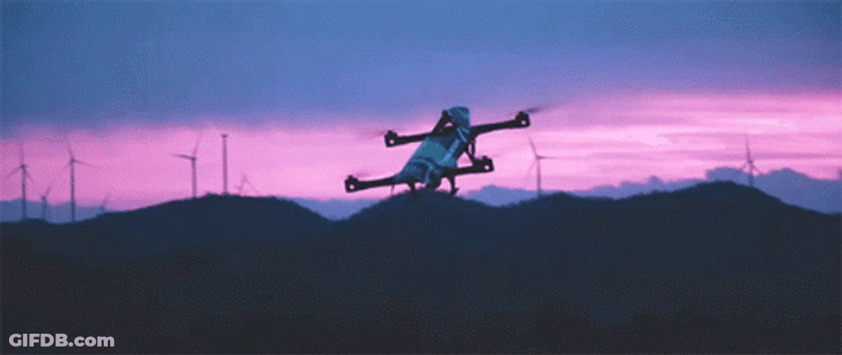 Drone Flying Purple Sky GIF