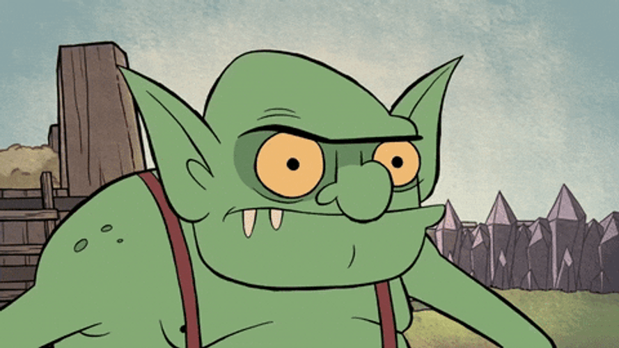 Drooling Goblin Shocked Reaction Outside Cave GIF