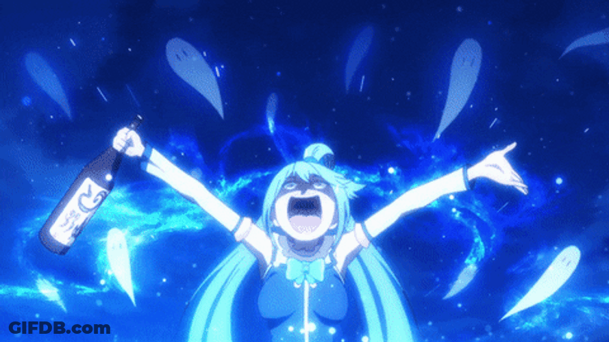 Drunk Aqua Wine Bottle GIF