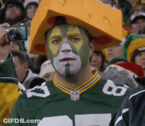 Drunk Green Bay Packers Fan Cheese Head GIF