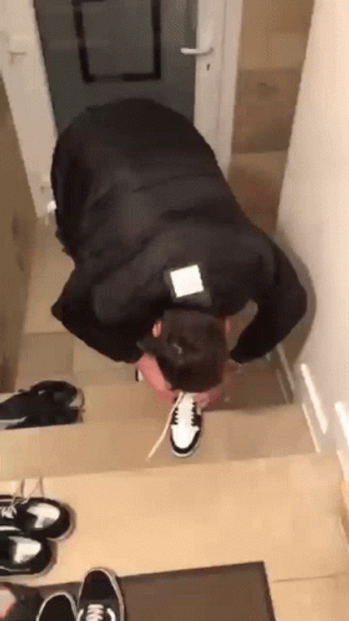 Drunk Guy Fall Of Stairs GIF
