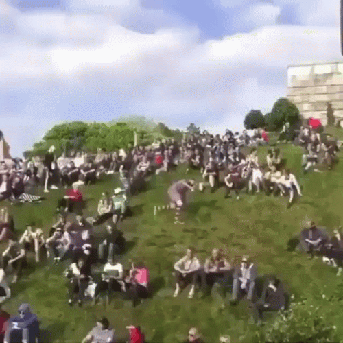 Drunk Guy Fall Off The Hill GIF