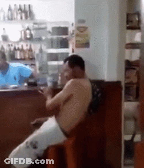 Drunk Guy Slept Fall Off Chair GIF