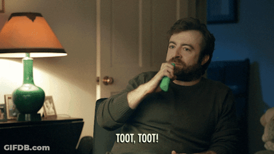 Drunk History Blowing Horns GIF