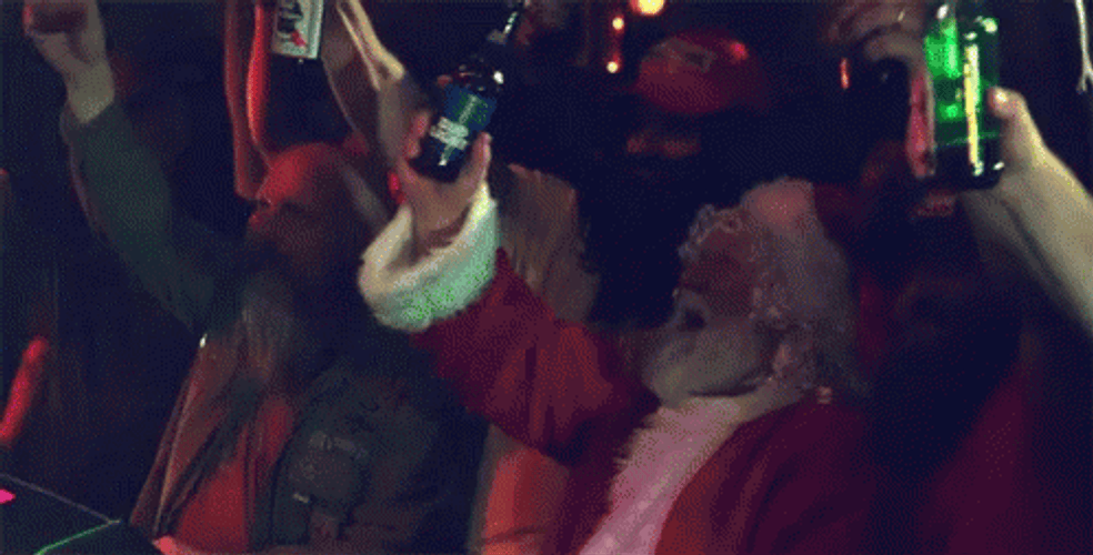 Drunk Santa Cheering With Crowd GIF