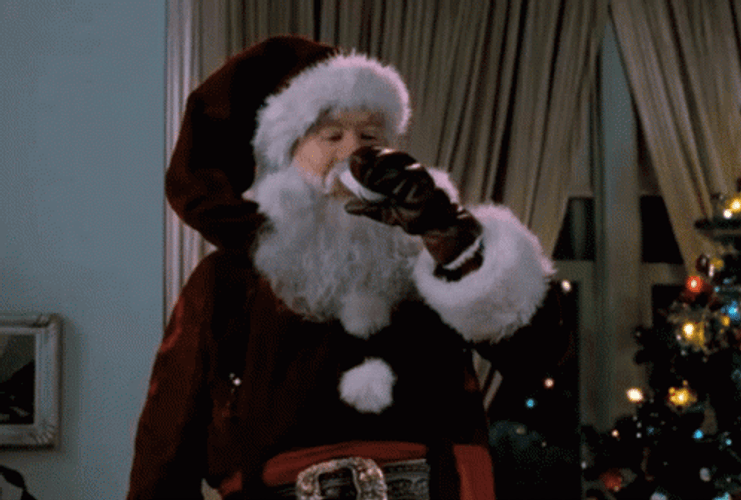Drunk Santa Tim Allen Drinking GIF
