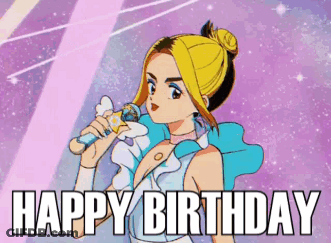Dua Lipa Singing Anime Happy Birthday GIF