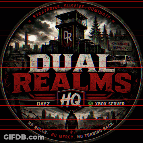 Dual Realms HQ Logo With Tower GIF