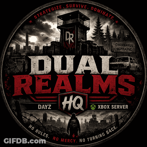 Dual Realms Poster Man In Front Of Tower GIF
