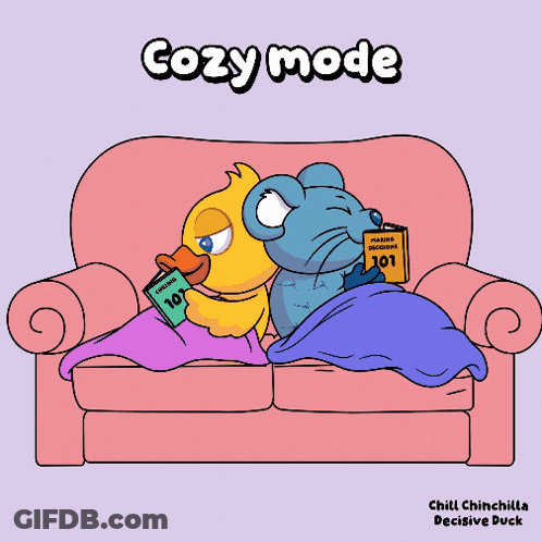 Duck And Mouse Reading Book On Couch GIF