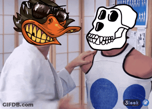 Duck And Skull Cartoon With 3Look GIF