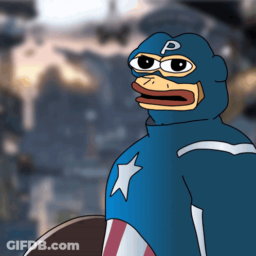 Duck Dressed As Captain America Holding Shield GIF