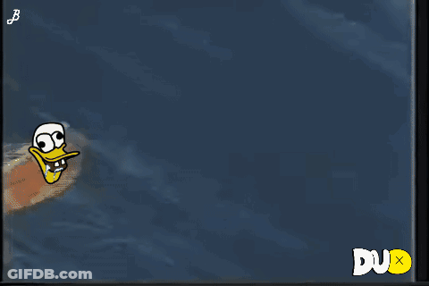 Duck Flying Over Planet With Dux GIF
