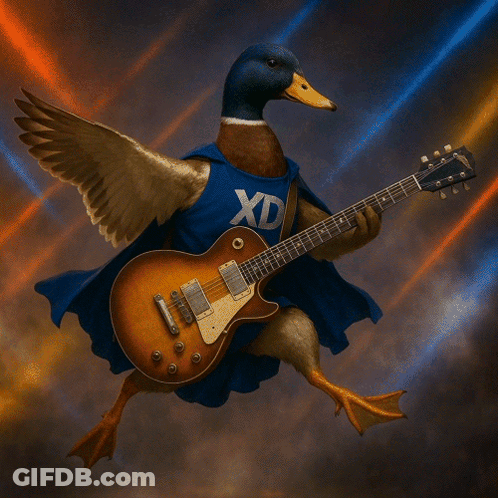 Duck Holding Guitar Saying You Are A Rockstar GIF