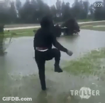 Duck Holding Umbrella In Rain Saying Although It's Raining You're Still My GIF