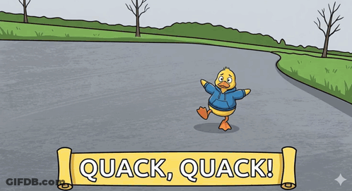 Duck In Blue Hoodie Saying Quack Quack GIF