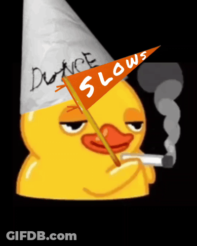 Duck In Dunce Hat Smoking Cigarette GIF
