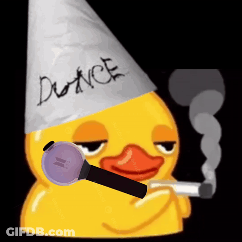 Duck In Dunce Hat Smoking Cigarette GIF