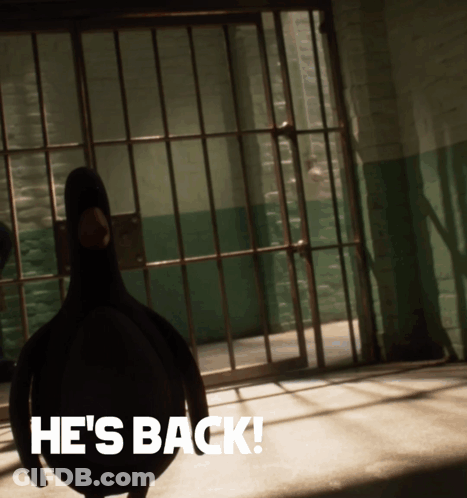 Duck In Jail Cell Saying He's Back Behind It GIF