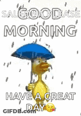 Duck In Rain Holding Umbrella Saying Have A Great Day GIF
