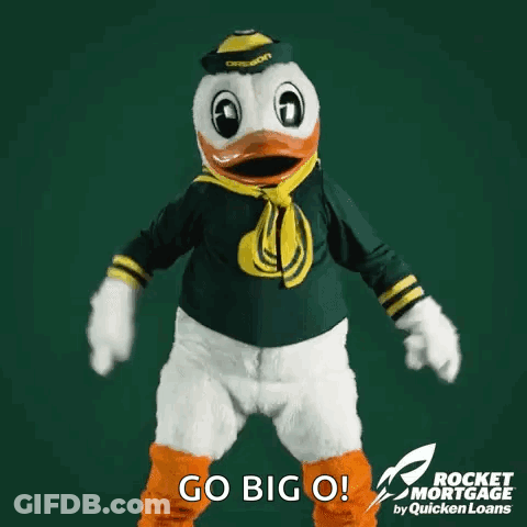 Duck Mascot Dancing Says Go Big O GIF