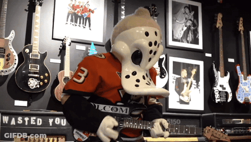 Duck Mascot Playing Guitar GIF