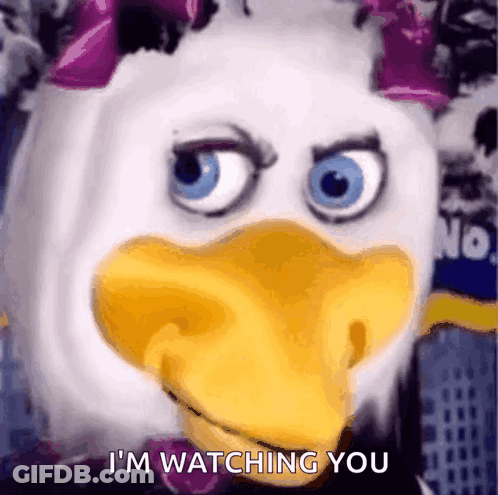 Duck Mascot Says I'm Watching You GIF