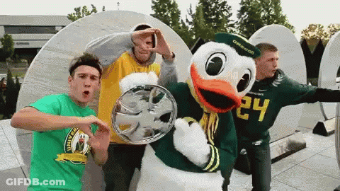 Duck Mascot With Number 24 Jersey GIF