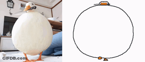 Duck Next To Pixel Art Drawing GIF