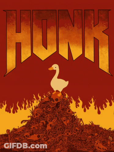 Duck On Pile Of Skulls Saying Honk GIF