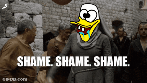 Duck Saying Shame Shame Shame GIF