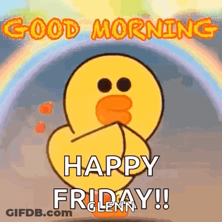 Duck Says Good Morning Happy Friday Before Rainbow GIF