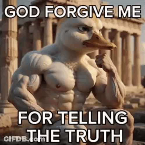 Duck Statue Saying God Forgive Me For Telling The Truth GIF