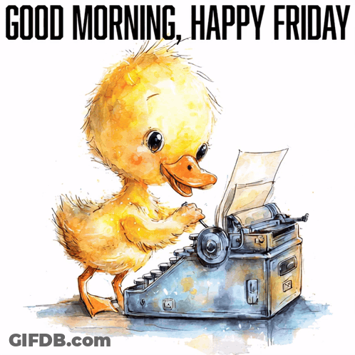 Duck Typing On Typewriter Good Morning Happy Friday GIF