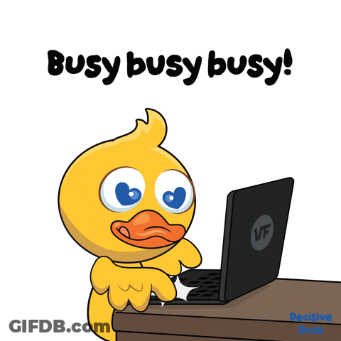 Duck Using Laptop Busy Busy Busy GIF