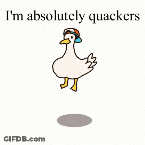 Duck Wearing Hat Saying I'm Absolutely Quackers GIF