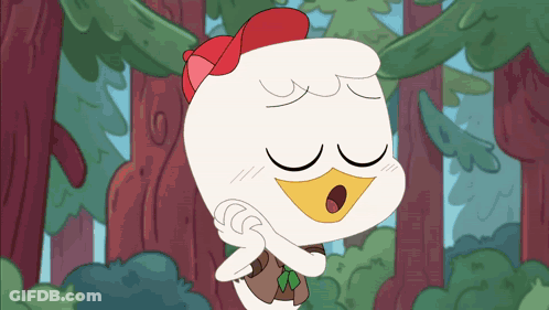 Duck Wearing Red Hat And Brown Vest GIF