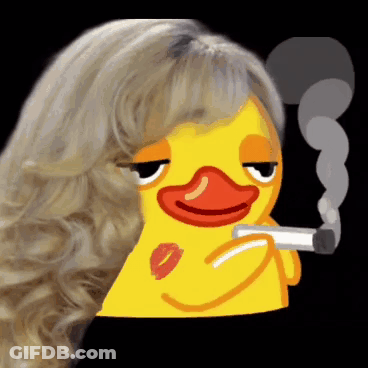 Duck With Blonde Hair Smoking Cigarette GIF