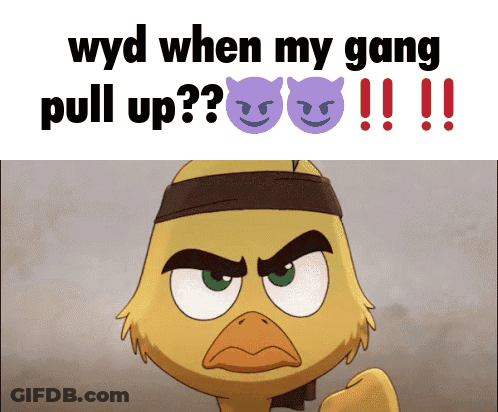 Duck With Headband Saying Wyd When My Gang Pull Up GIF