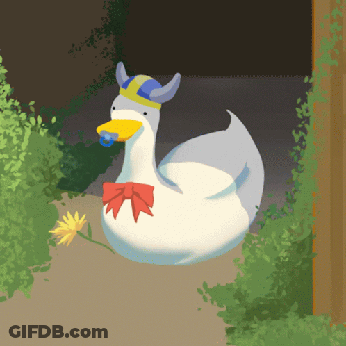 Duck With Pacifier And Red Bow GIF