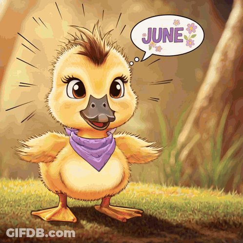 Duck With Speech Bubble Saying June GIF