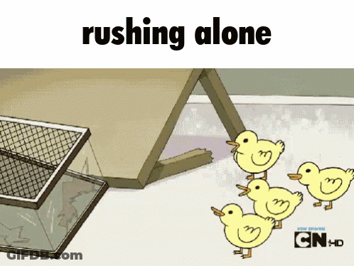 Ducklings With Rushing Alone Text GIF