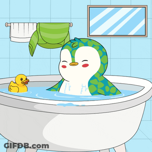 Ducky Pudgy Penguin Bath GIF
