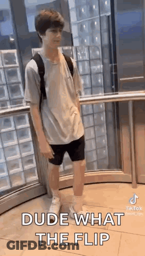 Dude What The Flip Elevator Guy With Backpack GIF