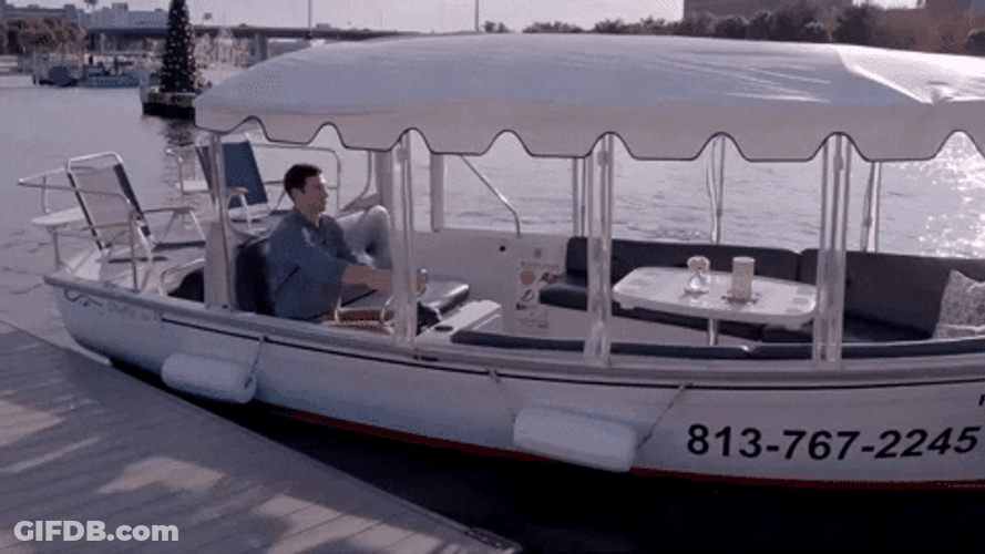 Duffy Boat Parallel Parking On Lake GIF